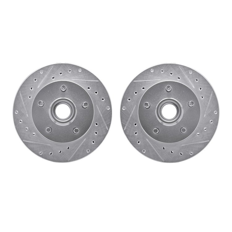 7002-54165 Drilled/Slotted Brake Rotors [Silver], 1995-1997 Ford/Lincoln/Mercury/Mazda, Position: Front