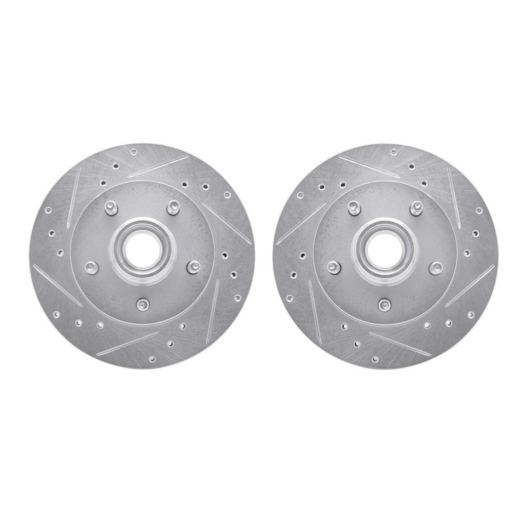 7002-54168 Drilled/Slotted Brake Rotors [Silver], 1998-2002 Ford/Lincoln/Mercury/Mazda, Position: Front