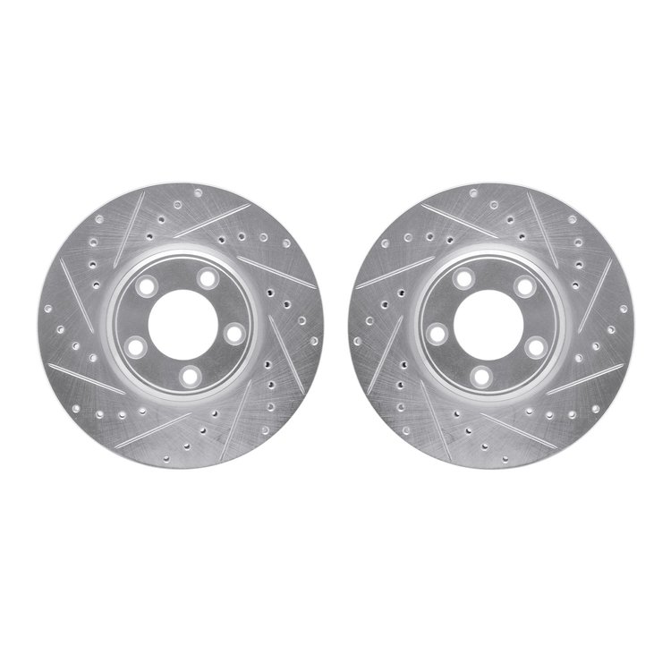7002-54176 Drilled/Slotted Brake Rotors [Silver], 2000-2006 Multiple Makes/Models, Position: Front