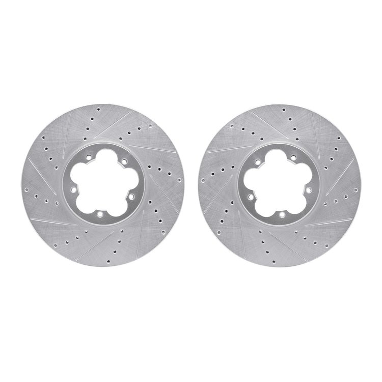 7002-54179 Drilled/Slotted Brake Rotors [Silver], 2014-2019 Ford/Lincoln/Mercury/Mazda, Position: Front