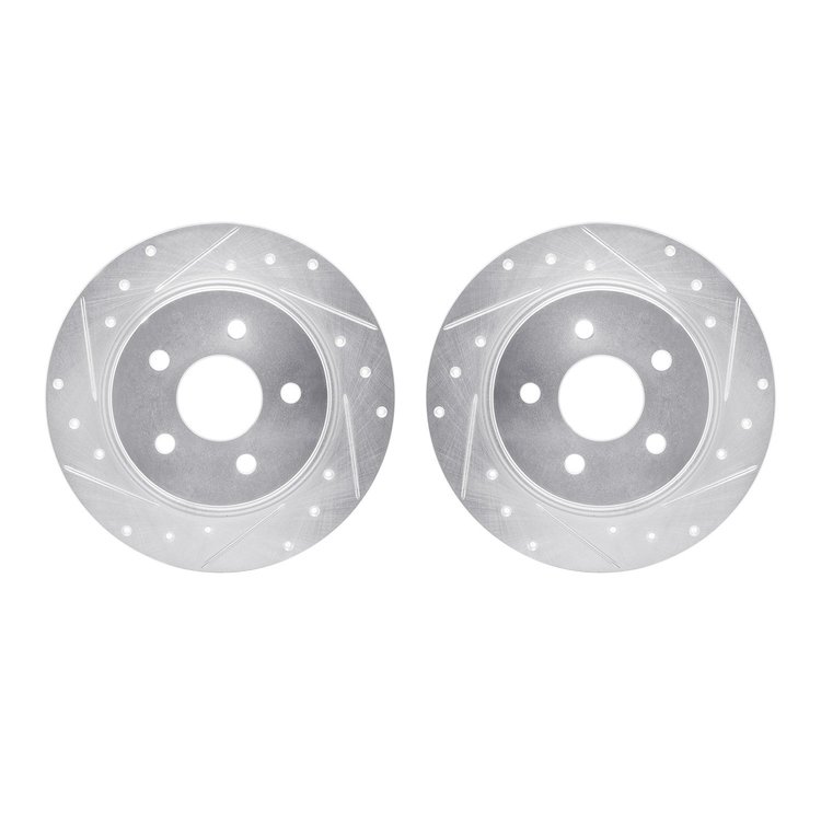 7002-54186 Drilled/Slotted Brake Rotors [Silver], 2013-2018 Ford/Lincoln/Mercury/Mazda, Position: Rear