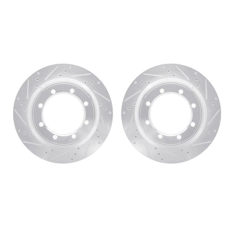 7002-54190 Drilled/Slotted Brake Rotors [Silver], 1999-2007 Ford/Lincoln/Mercury/Mazda, Position: Rear