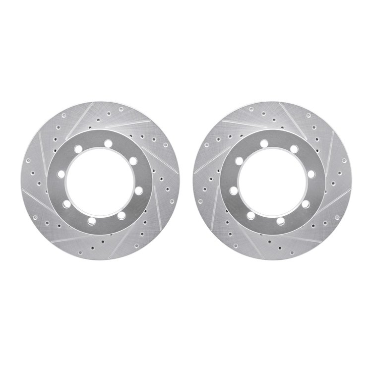 7002-54192 Drilled/Slotted Brake Rotors [Silver], 2003-2007 Ford/Lincoln/Mercury/Mazda, Position: Rear