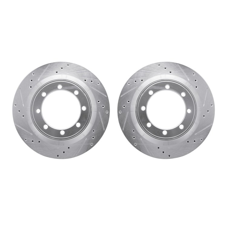 7002-54193 Drilled/Slotted Brake Rotors [Silver], Fits Select Ford/Lincoln/Mercury/Mazda, Position: Rear