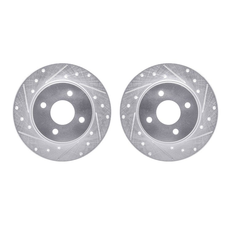 7002-54195 Drilled/Slotted Brake Rotors [Silver], Fits Select Ford/Lincoln/Mercury/Mazda, Position: Rear