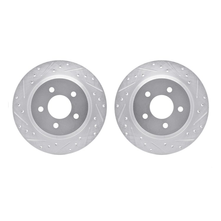 7002-54197 Drilled/Slotted Brake Rotors [Silver], 2007-2010 Ford/Lincoln/Mercury/Mazda, Position: Rear