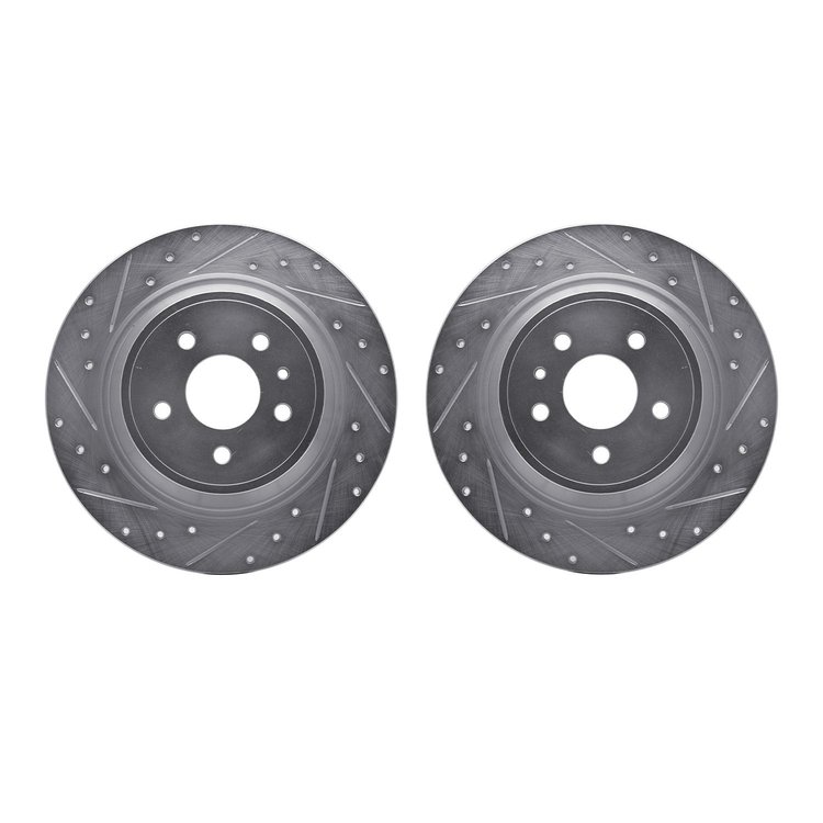 7002-54200 Drilled/Slotted Brake Rotors [Silver], 2013-2020 Ford/Lincoln/Mercury/Mazda, Position: Rear