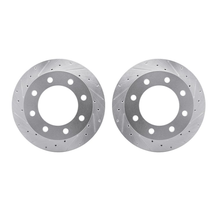 7002-54203 Drilled/Slotted Brake Rotors [Silver], 1999-2005 Ford/Lincoln/Mercury/Mazda, Position: Rear