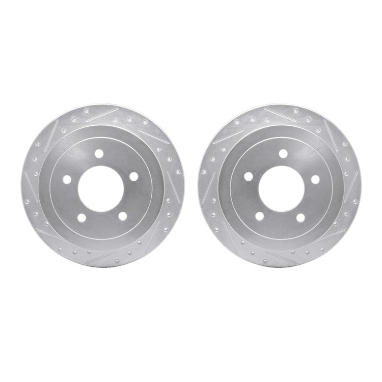 7002-54204 Drilled/Slotted Brake Rotors [Silver], 1997-2004 Ford/Lincoln/Mercury/Mazda, Position: Rear