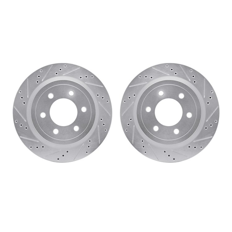 7002-54207 Drilled/Slotted Brake Rotors [Silver], 2018-2021 Ford/Lincoln/Mercury/Mazda, Position: Rear