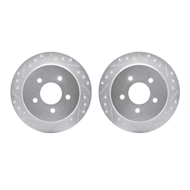 7002-54208 Drilled/Slotted Brake Rotors [Silver], 1995-2002 Ford/Lincoln/Mercury/Mazda, Position: Rear