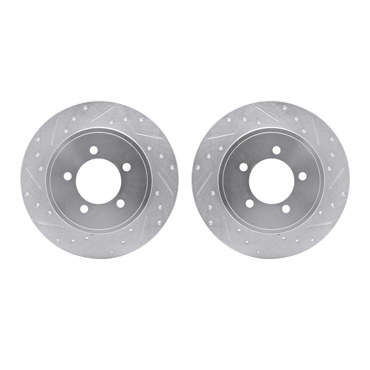 7002-54209 Drilled/Slotted Brake Rotors [Silver], 2002-2010 Ford/Lincoln/Mercury/Mazda, Position: Rear