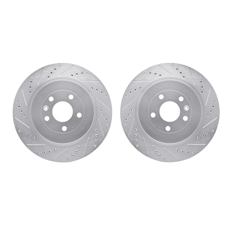7002-54211 Drilled/Slotted Brake Rotors [Silver], 2013-2019 Ford/Lincoln/Mercury/Mazda, Position: Rear