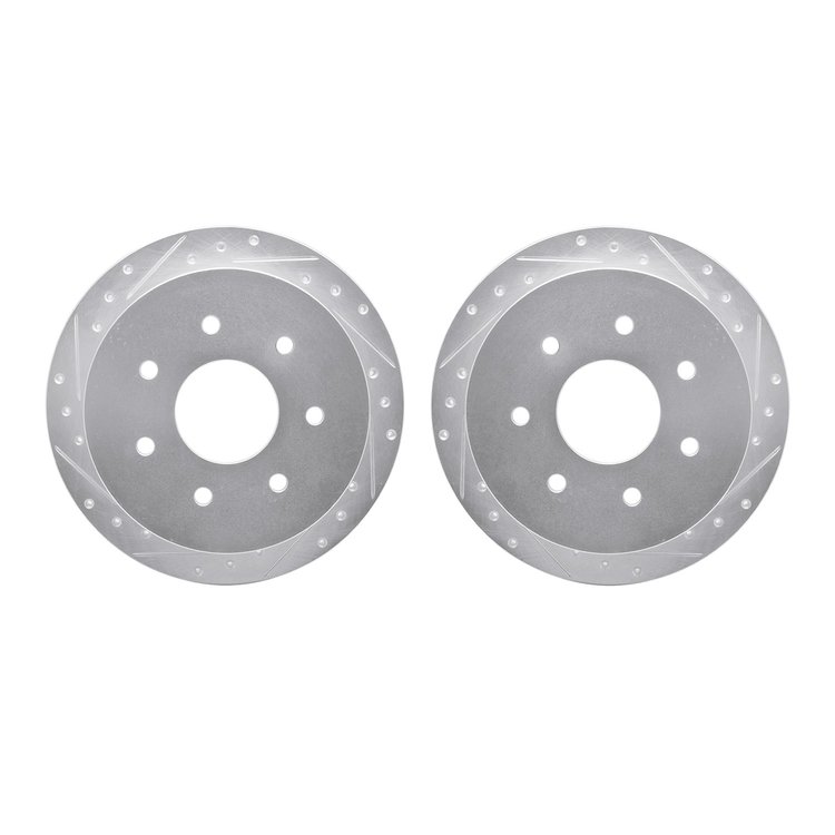 7002-54214 Drilled/Slotted Brake Rotors [Silver], 1997-2004 Ford/Lincoln/Mercury/Mazda, Position: Rear
