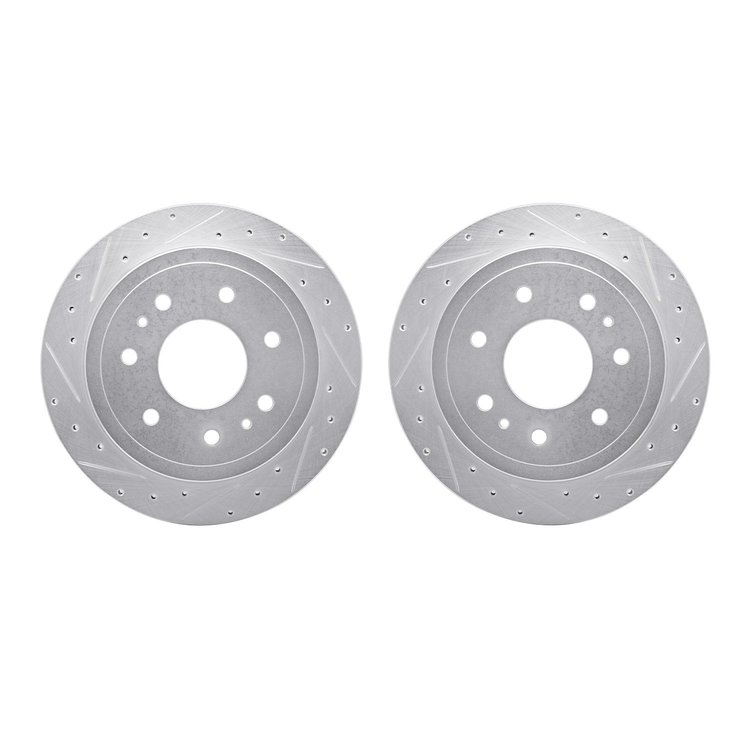 7002-54216 Drilled/Slotted Brake Rotors [Silver], 2004-2011 Ford/Lincoln/Mercury/Mazda, Position: Rear