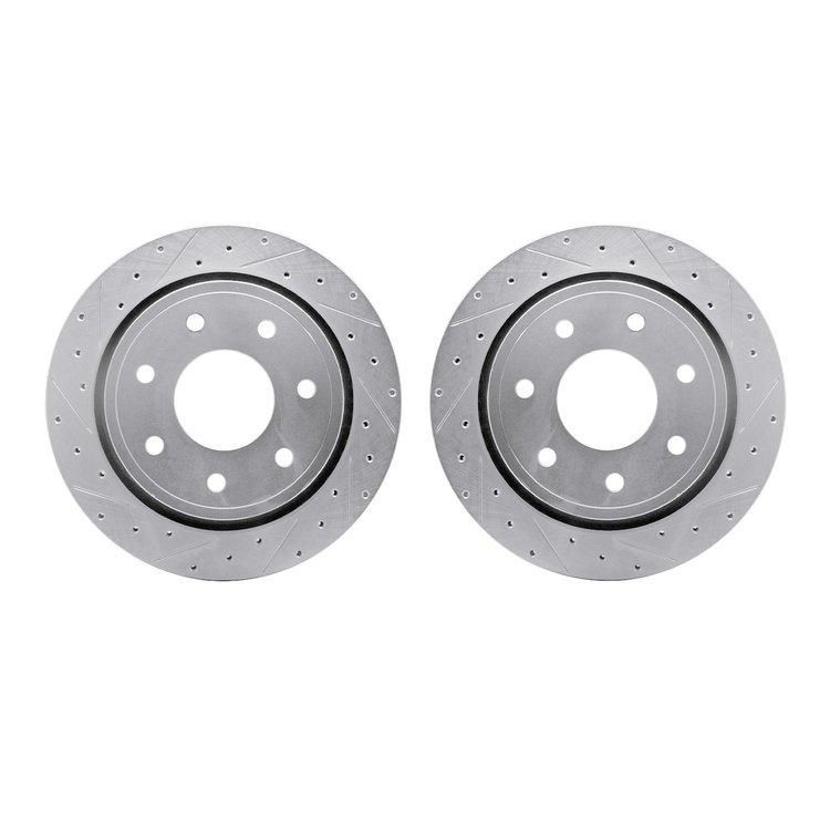 7002-54218 Drilled/Slotted Brake Rotors [Silver], 2012-2014 Ford/Lincoln/Mercury/Mazda, Position: Rear