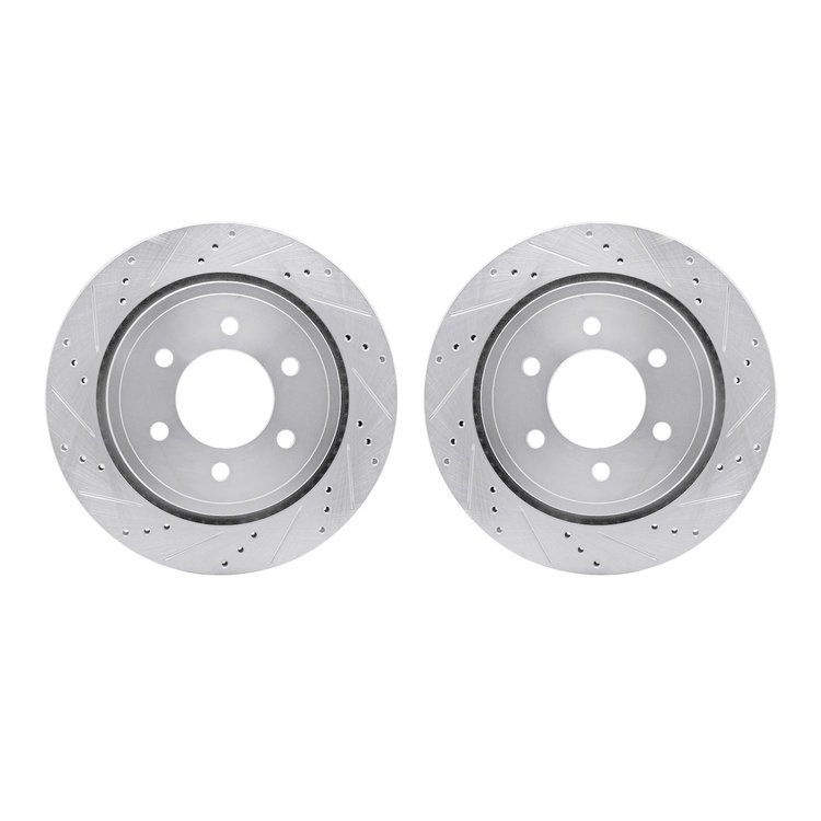 7002-54219 Drilled/Slotted Brake Rotors [Silver], 2015-2017 Ford/Lincoln/Mercury/Mazda, Position: Rear