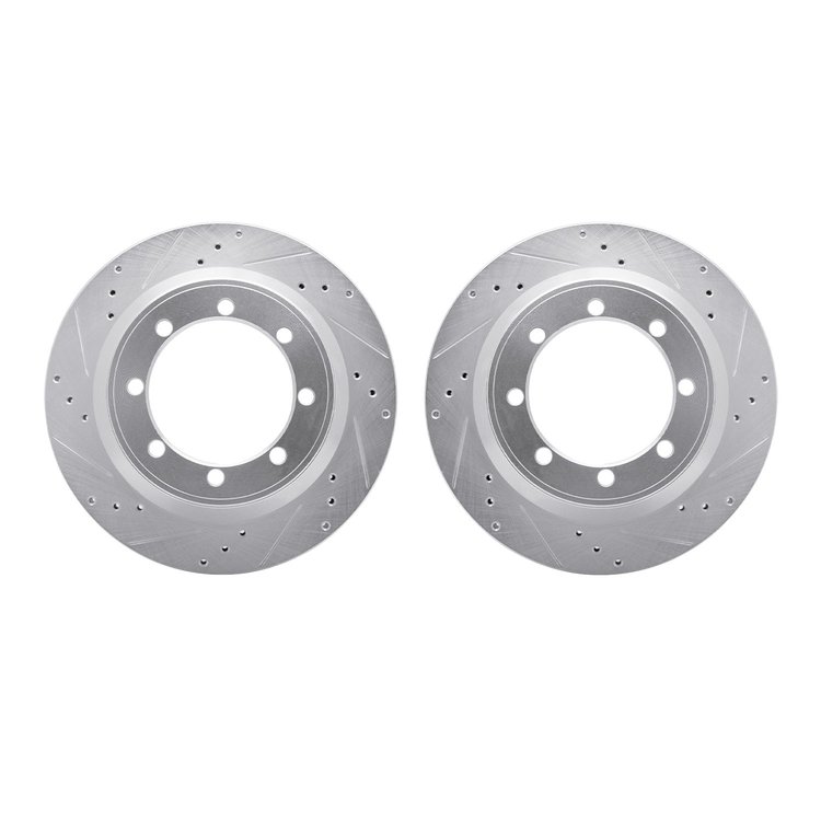 7002-54222 Drilled/Slotted Brake Rotors [Silver], 1999-2004 Ford/Lincoln/Mercury/Mazda, Position: Rear