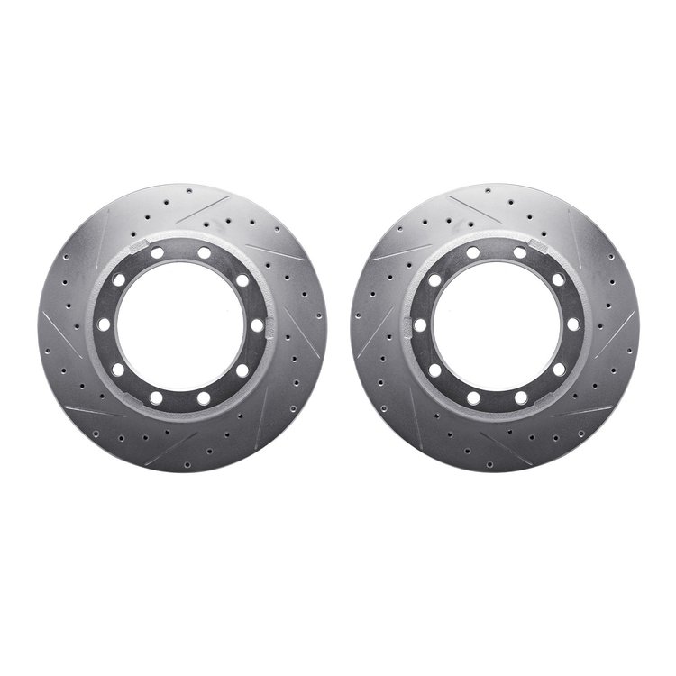 7002-54226 Drilled/Slotted Brake Rotors [Silver], Fits Select Multiple Makes/Models, Position: Front, Rear