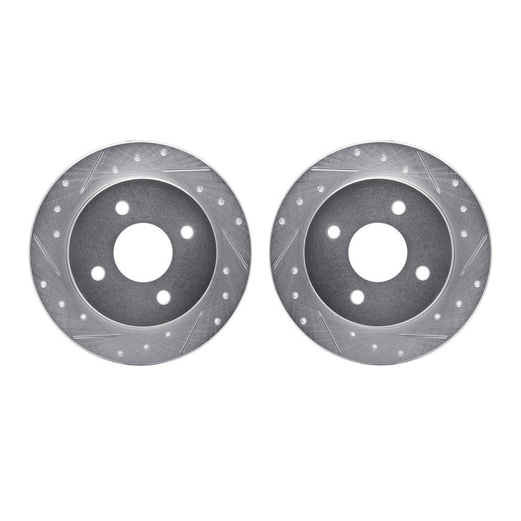 7002-54227 Drilled/Slotted Brake Rotors [Silver], 2001-2019 Ford/Lincoln/Mercury/Mazda, Position: Rear