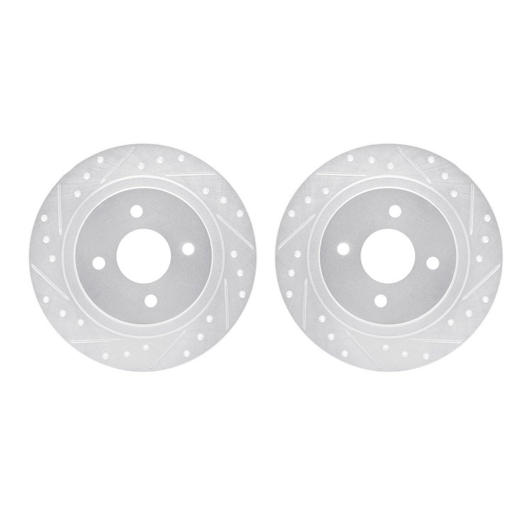 7002-54228 Drilled/Slotted Brake Rotors [Silver], 2002-2004 Ford/Lincoln/Mercury/Mazda, Position: Rear