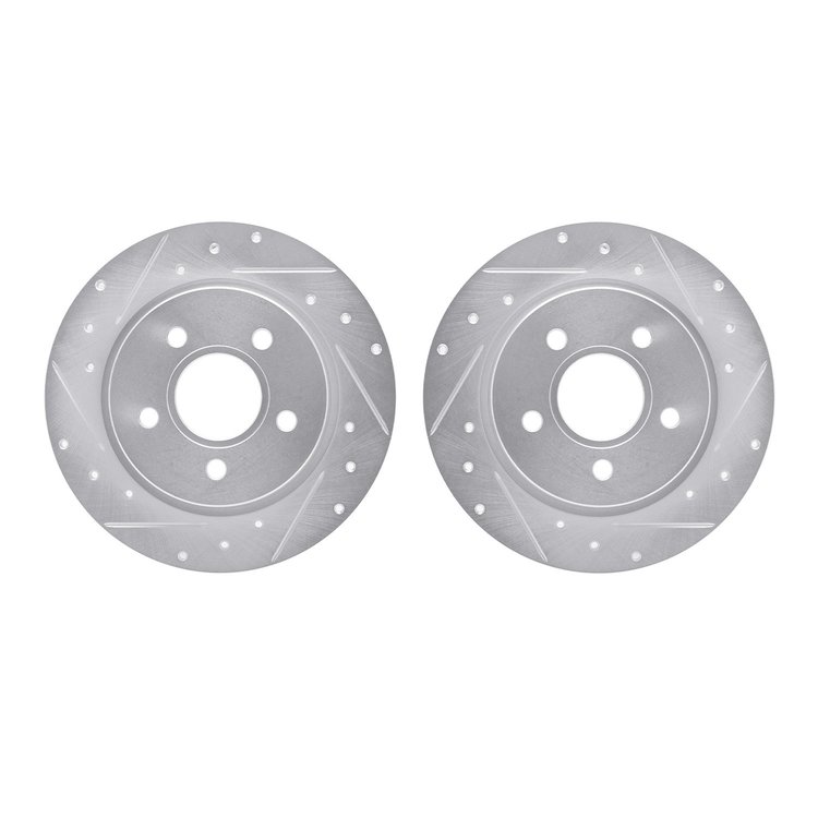 7002-54229 Drilled/Slotted Brake Rotors [Silver], 2012-2018 Ford/Lincoln/Mercury/Mazda, Position: Rear