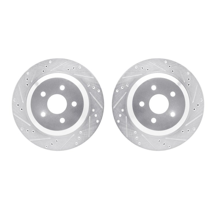 7002-54231 Drilled/Slotted Brake Rotors [Silver], 2004-2007 Ford/Lincoln/Mercury/Mazda, Position: Rear