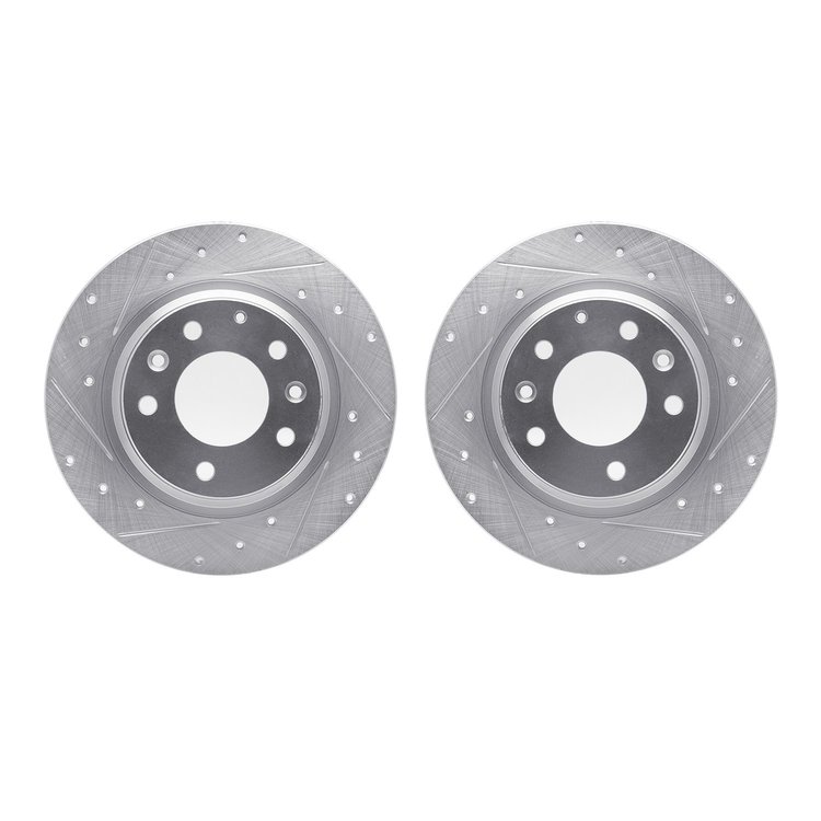 7002-54232 Drilled/Slotted Brake Rotors [Silver], 1998-2015 Ford/Lincoln/Mercury/Mazda, Position: Rear