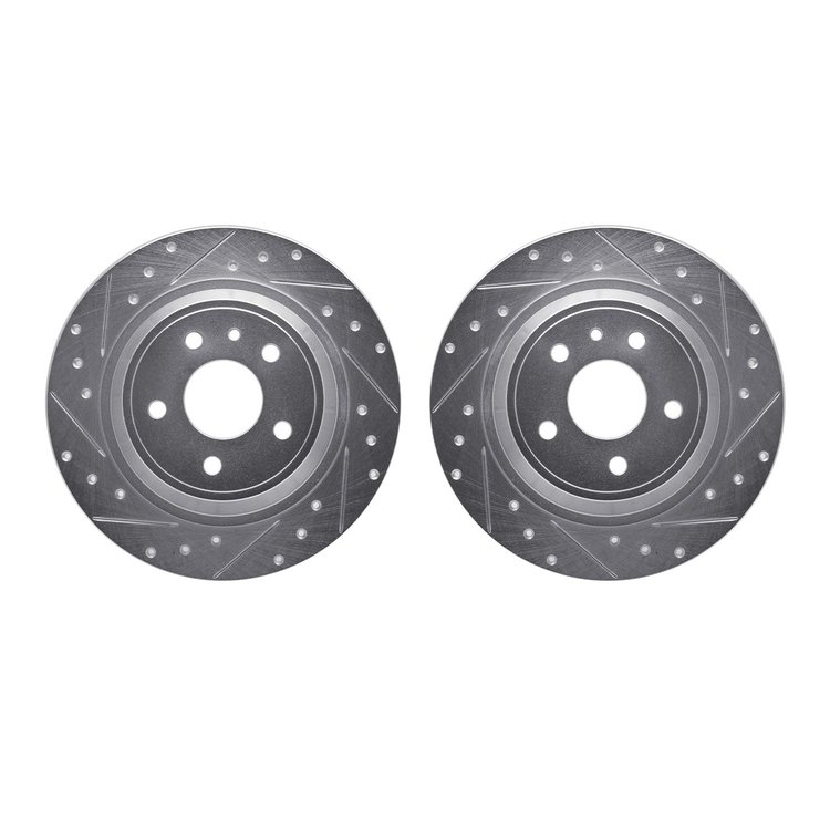 7002-54233 Drilled/Slotted Brake Rotors [Silver], 2013-2020 Ford/Lincoln/Mercury/Mazda, Position: Rear