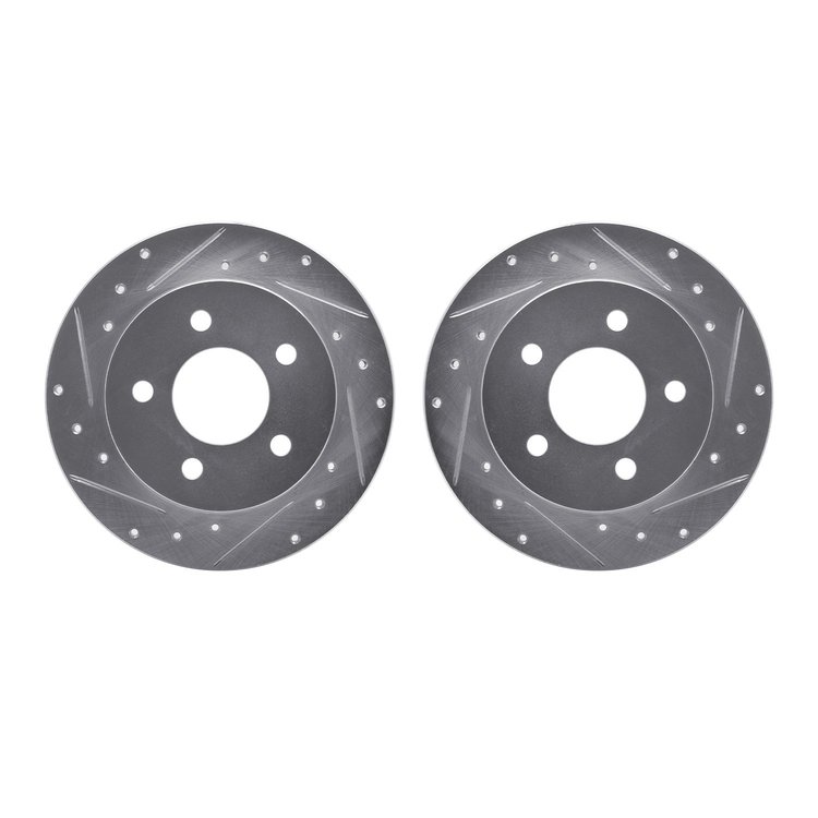7002-54238 Drilled/Slotted Brake Rotors [Silver], 1994-2004 Ford/Lincoln/Mercury/Mazda, Position: Rear