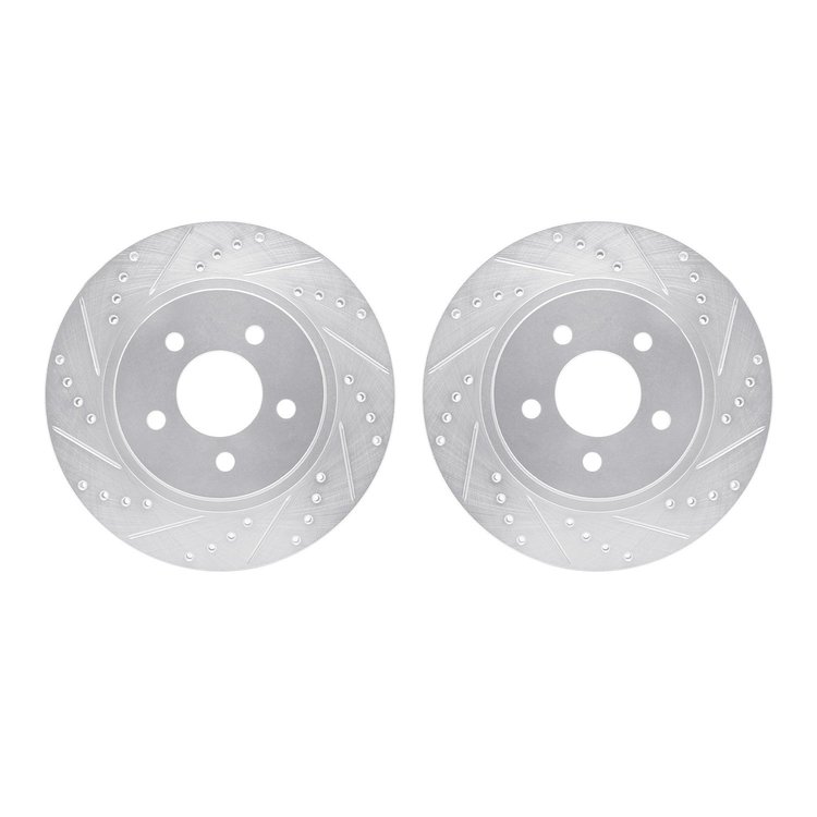 7002-54240 Drilled/Slotted Brake Rotors [Silver], 2005-2014 Ford/Lincoln/Mercury/Mazda, Position: Rear