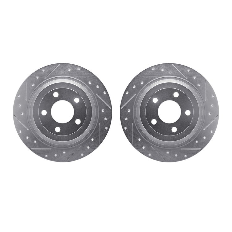 7002-54242 Drilled/Slotted Brake Rotors [Silver], Fits Select Ford/Lincoln/Mercury/Mazda, Position: Rear