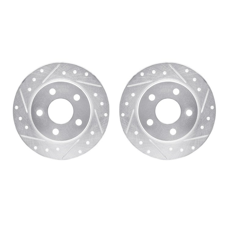 7002-54247 Drilled/Slotted Brake Rotors [Silver], 1993-2005 Ford/Lincoln/Mercury/Mazda, Position: Rear