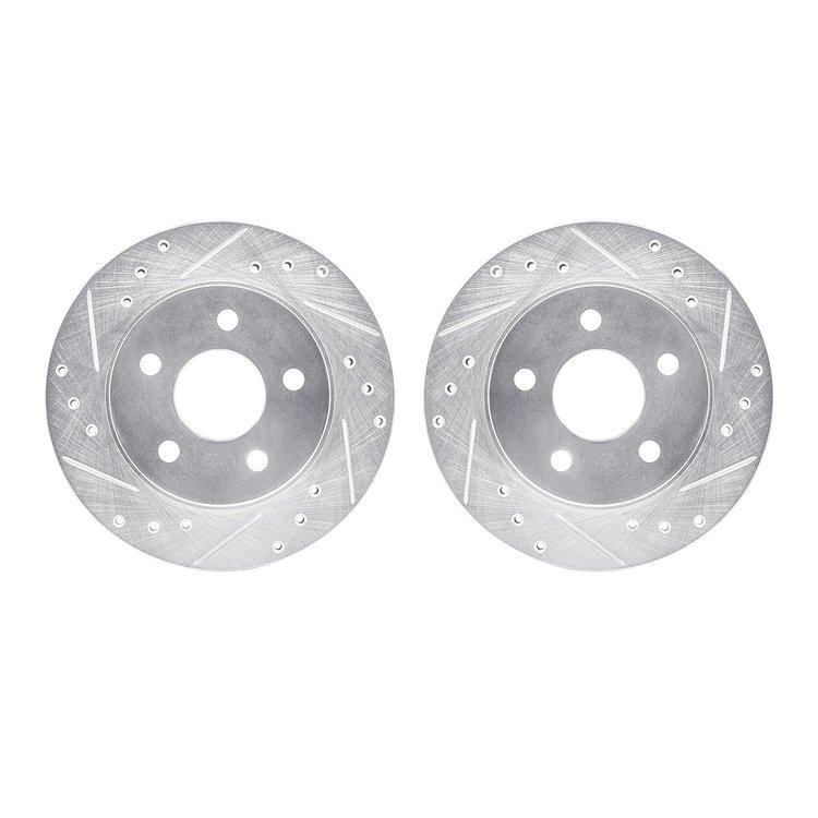 7002-54248 Drilled/Slotted Brake Rotors [Silver], 1993-1998 Ford/Lincoln/Mercury/Mazda, Position: Rear