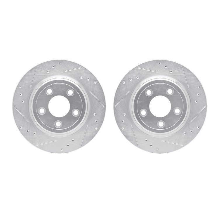 7002-54249 Drilled/Slotted Brake Rotors [Silver], 2000-2006 Multiple Makes/Models, Position: Rear
