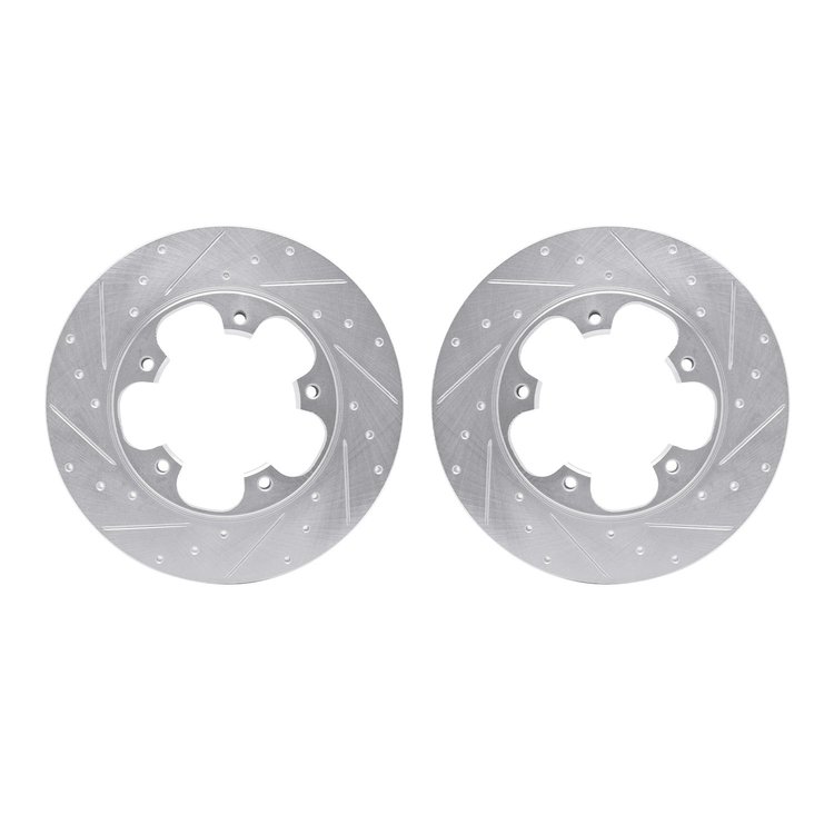 7002-54251 Drilled/Slotted Brake Rotors [Silver], 2015-2020 Ford/Lincoln/Mercury/Mazda, Position: Rear