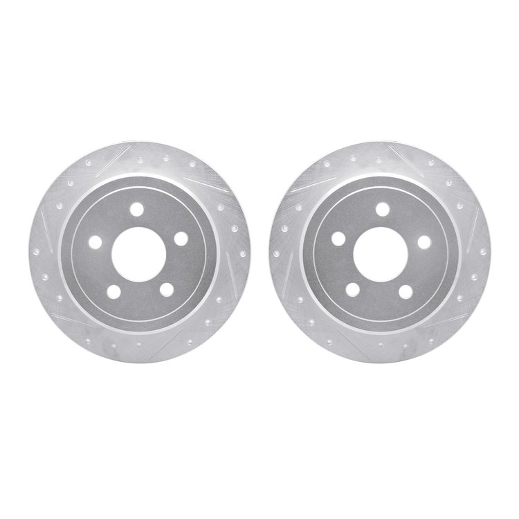 7002-54254 Drilled/Slotted Brake Rotors [Silver], 1995-2003 Ford/Lincoln/Mercury/Mazda, Position: Rear