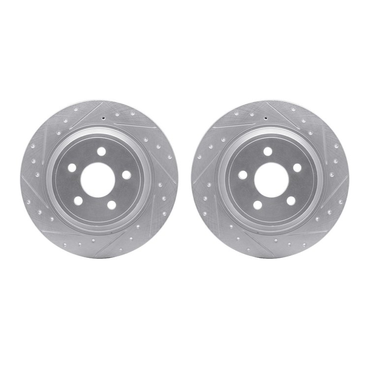 7002-55004 Drilled/Slotted Brake Rotors [Silver], Fits Select Ford/Lincoln/Mercury/Mazda, Position: Rear