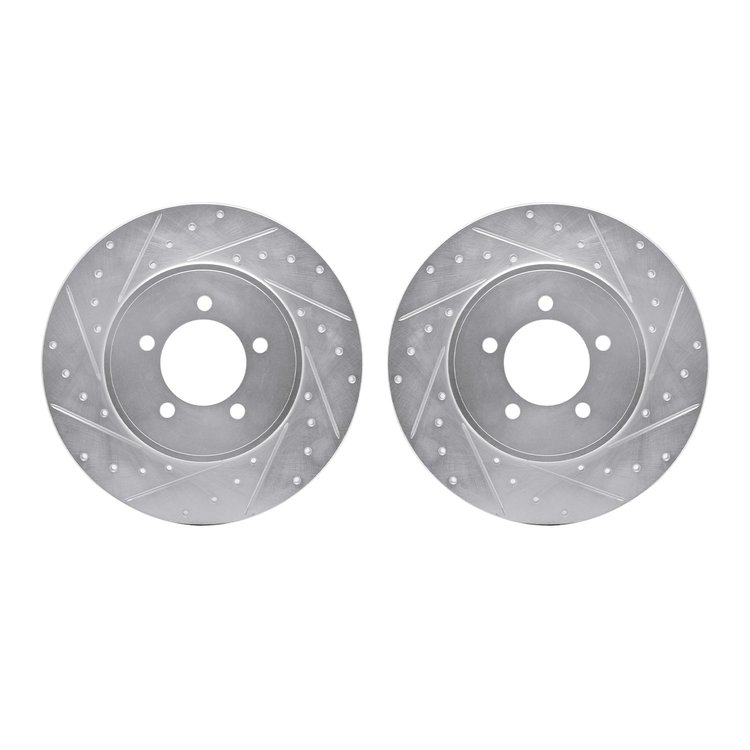7002-55006 Drilled/Slotted Brake Rotors [Silver], 2003-2005 Ford/Lincoln/Mercury/Mazda, Position: Rear