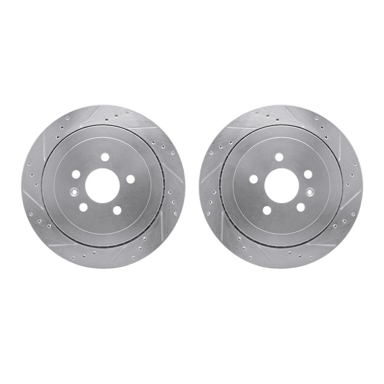 7002-55008 Drilled/Slotted Brake Rotors [Silver], 2013-2016 Ford/Lincoln/Mercury/Mazda, Position: Rear