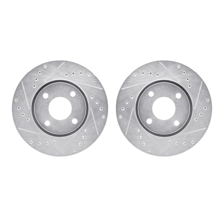 7002-56001 Drilled/Slotted Brake Rotors [Silver], 1998-2002 Ford/Lincoln/Mercury/Mazda, Position: Front