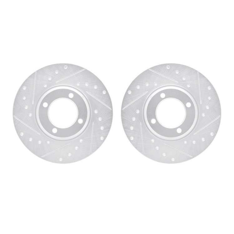 7002-56002 Drilled/Slotted Brake Rotors [Silver], 1963-1986 Multiple Makes/Models, Position: Front