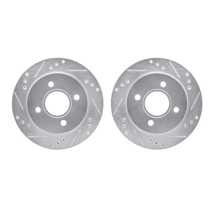 7002-56013 Drilled/Slotted Brake Rotors [Silver], 1995-2002 Ford/Lincoln/Mercury/Mazda, Position: Rear
