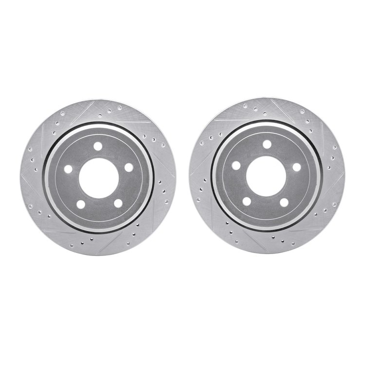 7002-56016 Drilled/Slotted Brake Rotors [Silver], 2003-2011 Ford/Lincoln/Mercury/Mazda, Position: Rear