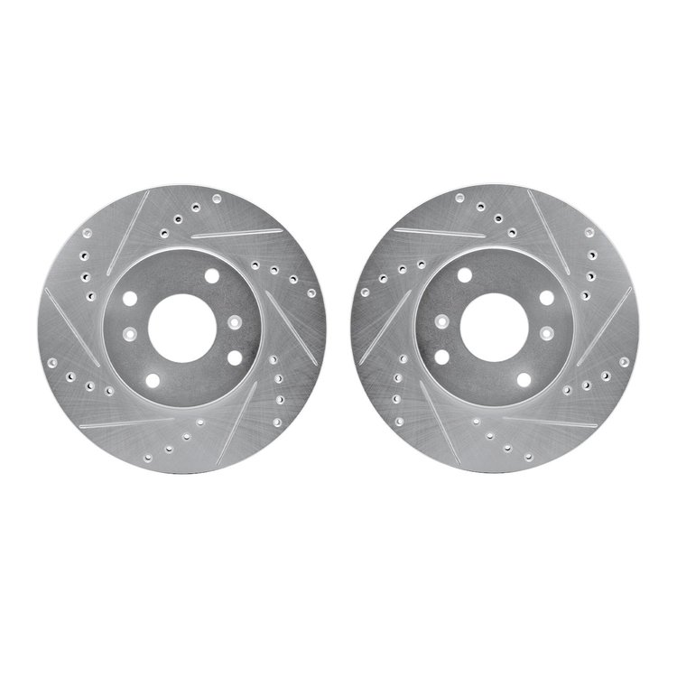 7002-58000 Drilled/Slotted Brake Rotors [Silver], 1998-1999 Acura/Honda, Position: Front