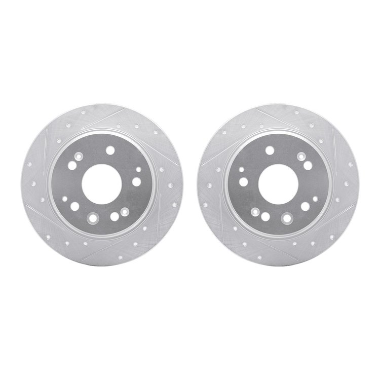 7002-58016 Drilled/Slotted Brake Rotors [Silver], 2001-2003 Acura/Honda, Position: Rear