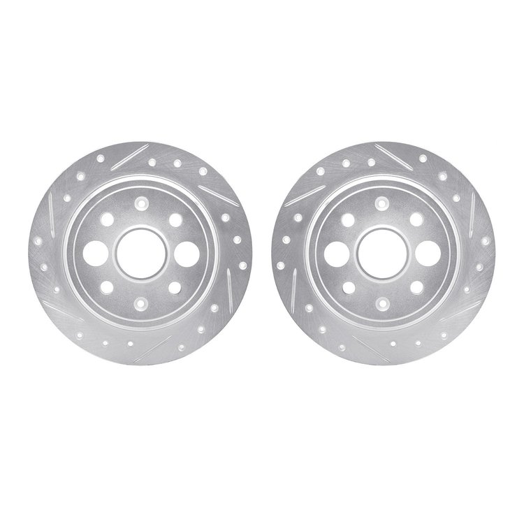 7002-58017 Drilled/Slotted Brake Rotors [Silver], 1986-1989 Acura/Honda, Position: Rear