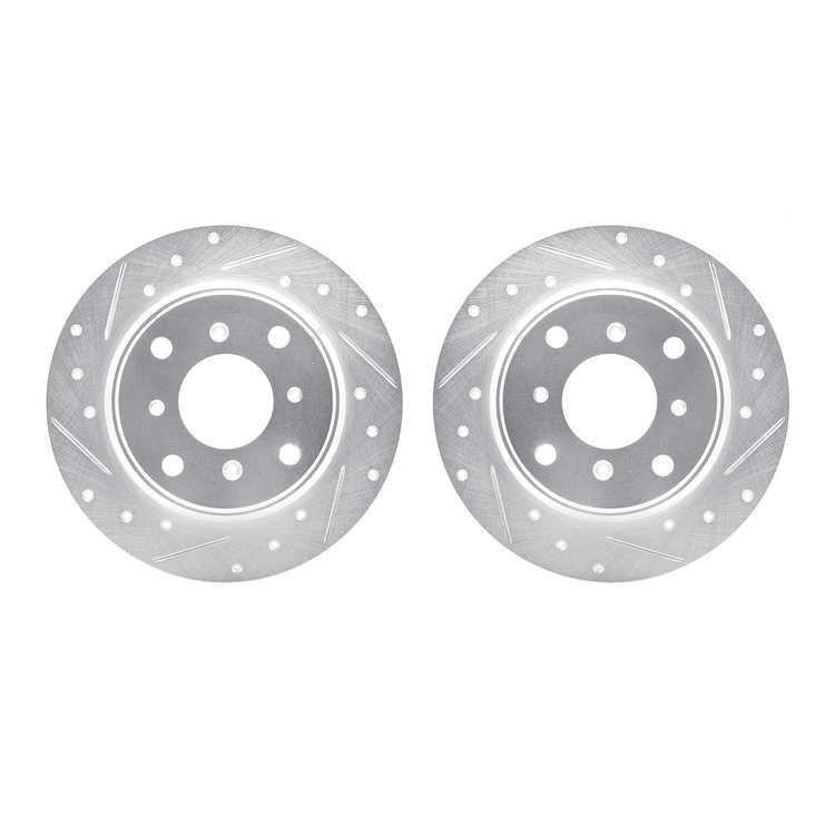 7002-58018 Drilled/Slotted Brake Rotors [Silver], 1987-1990 Acura/Honda, Position: Rear