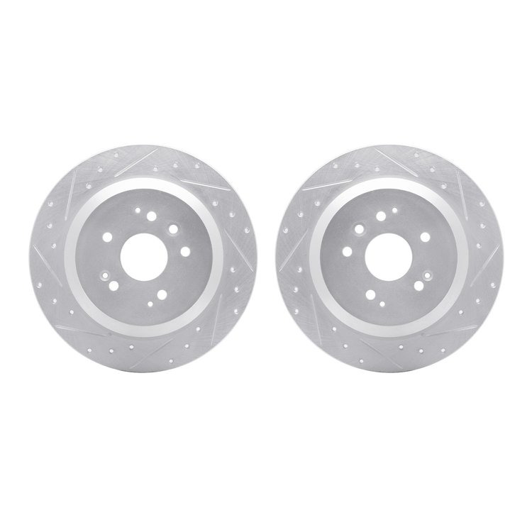 7002-58019 Drilled/Slotted Brake Rotors [Silver], 2014-2016 Acura/Honda, Position: Rear
