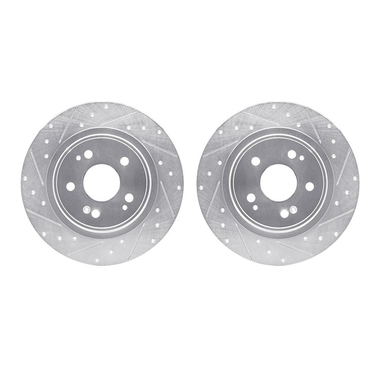 7002-58020 Drilled/Slotted Brake Rotors [Silver], 2017-2020 Acura/Honda, Position: Rear